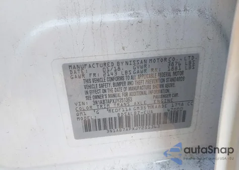 2018 Nissan Sentra S from USA, damaged, VIN 3N1AB7APXJY251363